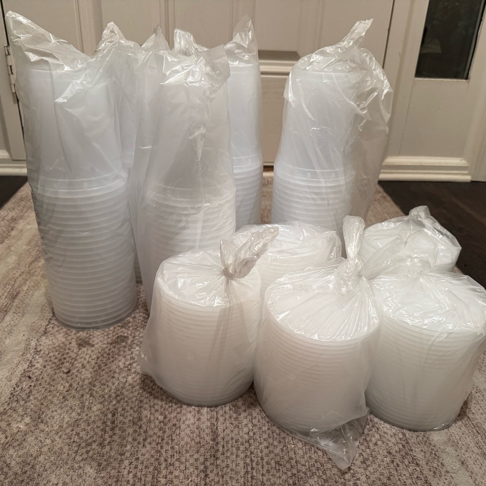 32oz clear plastic bowls with lids pack of 24 per sleeve
